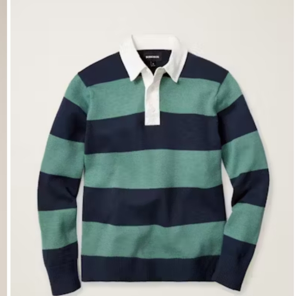 Bonobos Other - EUC men's/unisex Bonobos navy blue/evergreen striped rugby sweater